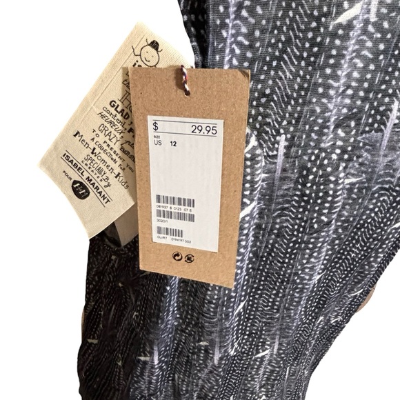 NWT Isabel Marant for H&M Blue Linen Feather Print Tank Size 12 - Picture 6 of 8